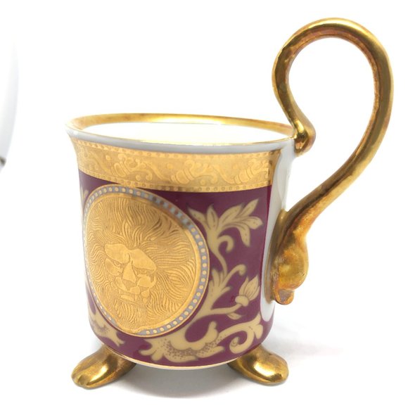 Tea Cup Gold Lion Head Porcelain 3 Legged - Picture 4 of 12